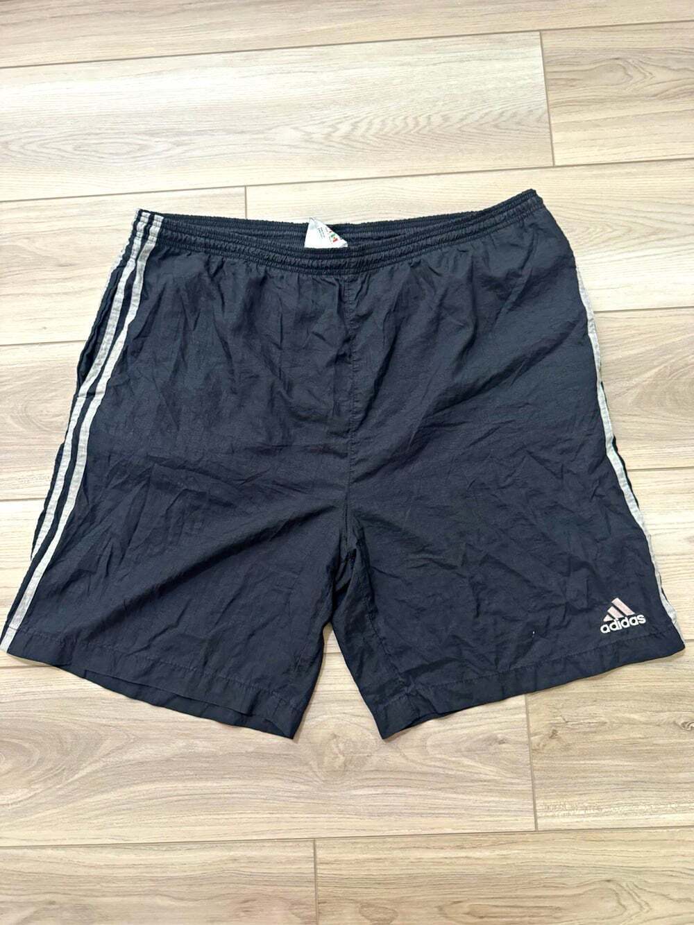 Vintage 90s Adidas Equipment Nylon Track Shorts Black Gray 3 Stripe Men's Size L